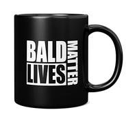 Mug Monster - Bald Lives Matter, Funny Novelty Mug, Joke Gift for Bald Men, Birthday or Fathers Day Present - Ceramic Coffee Cup, Extra Large and Giant Mug Available, 11oz Black Mug