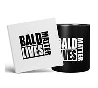 Mug Monster - Bald Lives Matter, Funny Novelty Mug, Joke Gift for Bald Men, Birthday or Fathers Day Present - Ceramic Coffee Cup, Extra Large and Giant Mug Available, 11oz Black Mug & Coaster
