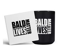 Mug Monster - Bald Lives Matter, Funny Novelty Mug, Joke Gift for Bald Men, Birthday or Fathers Day Present - Ceramic Coffee Cup, Extra Large and Giant Mug Available, 15oz Black Mug & Coaster