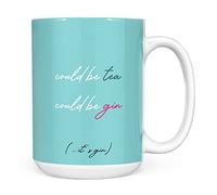Mug Monster - Could be Tea, Could be Gin, Funny Novelty Mug, Gift for Her - Ceramic Coffee Mug/Cup, Gift for Men or Women, Extra Large and Giant Mug Available, 15oz White Mug