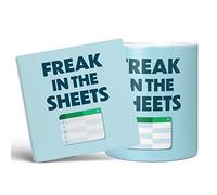 Mug Monster - Freak in The Sheets Excel Mug, Funny Spreadsheet Gift for Accountant - Ceramic Coffee Cup, Gift for Men or Women, Extra Large and Giant Available, 20oz White & Coaster
