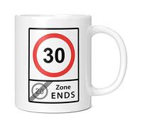 Mug Monster - Funny 30th Birthday Mug, 30 Speed Limit, 20 Zone Ends, Joke Present - Ceramic Coffee Mug/Cup, Gift for Men or Women, Extra Large and Giant Mug Available, 20oz White Mug