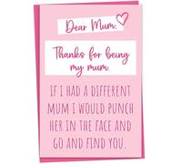 Mug Monster Funny Birthday or Mothers Day Card for Mum, Dear Mum Thanks for Being My Mum, Birthday Card Mum, Rude Card for Mum, Rude Mothers Day Card for Mum, 5 x 7 inch