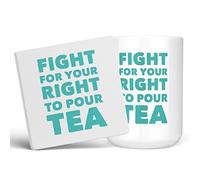 Mug Monster - Funny Mug - Fight for Your Right to Pour Tea, Novelty Joke Gift - Ceramic Coffee Cup, Gift for Men or Women, Extra Large and Giant Available, 15oz White & Coaster