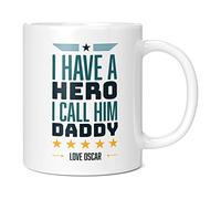 Mug Monster - I Have A Hero I Call Him Daddy Mug, Father's Day Gift from Young Son - Ceramic Coffee Mug/Cup, Gift for Men or Women, Extra Large and Giant Mug Available, 20oz White Mug