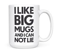 Mug Monster - I Like Big Mugs and I Cannot Lie Giant Mug, Extra Large Tea Cup - Ceramic Coffee Mug/Cup, Gift for Men or Women, Extra Large and Giant Mug Available, 15oz White Mug