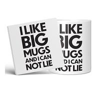 Mug Monster - I Like Big Mugs and I Cannot Lie Giant Mug, Extra Large Tea Cup - Ceramic Coffee Mug/Cup, Gift for Men or Women, Extra Large and Giant Mug Available, 20oz White Mug & Coaster