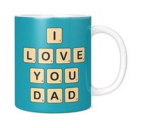 Mug Monster - I Love You Dad Mug, Word Game Themed Father's Day or Birthday Gift - Ceramic Coffee Mug/Cup, Gift for Men or Women, Extra Large and Giant Mug Available, 20oz White Mug