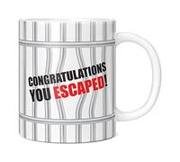 Mug Monster - Leaving Gift for Colleague, Congratulations You Escaped Funny Mug, Retirement or New Job Gift, Work Leaving Goodbye Gifts for Men or Women, 20oz White Mug