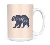Mug Monster - Mama Bear Ceramic Coffee Cup, Mothers Day or Birthday Gift for Mum, New Mum Present - Extra Large and Giant, 15oz White With Coaster