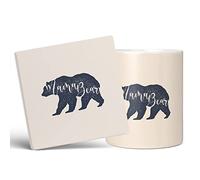 Mug Monster - Mama Bear Ceramic Coffee Cup, Mothers Day or Birthday Gift for Mum, New Mum Present - Extra Large and Giant, 11oz White With Coaster
