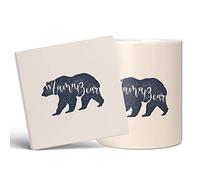 Mug Monster - Mama Bear Ceramic Coffee Cup, Mothers Day or Birthday Gift for Mum, New Mum Present - Extra Large and Giant, 20oz White With Coaster