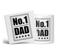 Mug Monster - Number One Dad Mug, Father's Day or Birthday Gift for Men - Ceramic Coffee Cup, Gift for Men or Women, Extra Large and Giant Available, 11oz White & Coaster