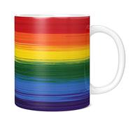 Mug Monster - Painted Effect Gay Pride Flag Mug, LGBT LGBTQ Gift, Rainbow Flag Cup - Ceramic Coffee Cup, Gift for Men or Women, Extra Large and Giant Available, 20oz White