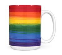 Mug Monster - Painted Effect Gay Pride Flag Mug, LGBT LGBTQ Gift, Rainbow Flag Cup - Ceramic Coffee Mug/Cup, Gift for Men or Women, Extra Large and Giant Mug Available, 15oz White Mug