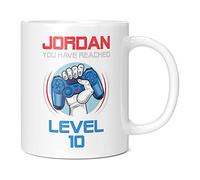 Mug Monster - Personalised 10th Birthday Gift, You Have Reached Level 10 Gamer Mug - Ceramic Coffee Mug/Cup, Gift for Boys or Girls, Extra Large and Giant Mug Available, 11oz White Mug