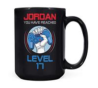 Mug Monster - Personalised 17th Birthday Gift, You Have Reached Level 17 Gamer Mug - Ceramic Coffee Cup, Gift for Boys or Girls, Extra Large and Giant Available, 15oz Black