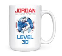 Mug Monster - Personalised 30th Birthday Gift, You Have Reached Level 30 Gamer Mug - Ceramic Coffee Cup, Gift for Men or Women, Extra Large and Giant Available, 15oz White