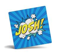 Mug Monster - Personalised Name Mug, Comic Super Hero Customised Gift with Text - Ceramic Coffee Cup, Gift for Men or Women, Extra Large and Giant Available, Coaster, Blue