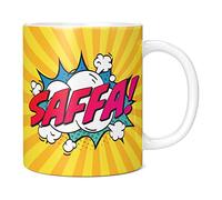 Mug Monster - Personalised Name Mug, Comic Super Hero Customised Gift with Text - Ceramic Coffee Cup, Gift for Men or Women, Extra Large and Giant Available, 20oz White, Yellow
