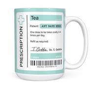 Mug Monster - Prescription for Tea Mug, Personalised Leaving Gift for Colleague - Ceramic Coffee Cup, Gift Men or Women, Extra Large and Giant Available, 15oz White