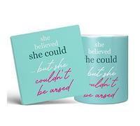 Mug Monster - She Believed She Could, But Couldn't be Arsed, Funny Gift Mug for Women - Ceramic Coffee Cup, Gift for Men or Women, Extra Large and Giant Beaker, 11oz White & Coaster