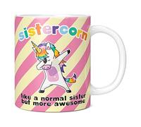 Mug Monster - Sistercorn Funny Novelty Mug, Birthday Gift for Sister from Sister - Ceramic Coffee Mug/Cup, Gift for Men or Women, Extra Large and Giant Mug Available, 11oz White Mug