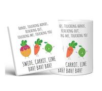 Mug Monster Swede Carrot Lime Funny Mug, Birthday Presents for Men or Women, Mens Gifts, Coffee Leaving Gift Colleague Novelty Gift, Secret Santa Joke England Football 20+Coaster, White