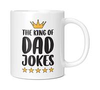 Mug Monster - The King of Dad Jokes Mug, Funny Father's Day Birthday Gift for Him - Ceramic Coffee Cup, Gift for Men or Women, Extra Large and Giant Available, 20oz White