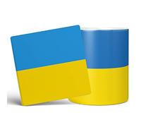 Mug Monster - Ukraine Full Wrap Flag, Ukranian National Flag, Flags of The World - Ceramic Coffee Mug/Cup, Gift for Men or Women, Extra Large and Giant Cup Available, 20oz White Beaker & Coaster