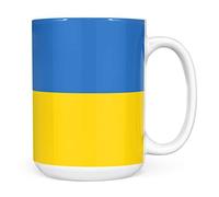 Mug Monster - Ukraine Full Wrap Flag, Ukranian National Flag, Flags of The World - Ceramic Coffee Mug/Cup, Gift for Men or Women, Extra Large and Giant Cup Available, 15oz White Beaker & Coaster