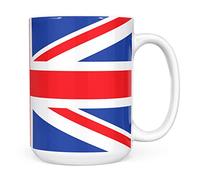 Mug Monster - Union Jack Full Wrap Flag, British or London Souvenir, Jubilee Gift - Ceramic Coffee Mug/Cup, Gift for Men or Women, Extra Large and Giant Mug Available, 15oz White Mug & Coaster