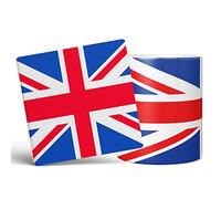 Mug Monster - Union Jack Full Wrap Flag, British or London Souvenir, Jubilee Gift - Ceramic Coffee Mug/Cup, Gift for Men or Women, Extra Large and Giant Mug Available, 11oz White Mug & Coaster