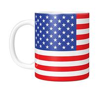 Mug Monster - United States of America Full Wrap Flag, USA Stars and Stripes - Ceramic Coffee Mug/Cup, Gift for Men or Women, Extra Large and Giant Mug Available, 20oz White Mug