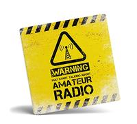 Mug Monster - Warning May Start Talking About Amateur Radio Funny Gift Mug - Ceramic Coffee Cup, Gift for Men or Women, Extra Large and Giant Available, Coaster
