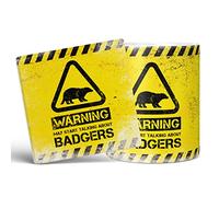 Mug Monster - Warning May Start Talking About Badgers Funny Gift Mug - Ceramic Coffee Cup, Gift for Men or Women, Extra Large and Giant Available, 20oz White & Coaster