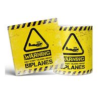 Mug Monster - Warning May Start Talking About Biplanes Funny Gift Mug - Ceramic Coffee Cup, Gift for Men or Women, Extra Large and Giant Available, 11oz White & Coaster