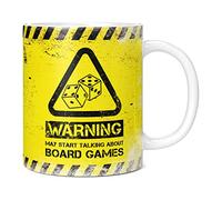 Mug Monster - Warning May Start Talking About Board Games Funny Gift Mug - Ceramic Coffee Cup, Gift for Men or Women, Extra Large and Giant Available, 11oz White
