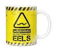 Mug Monster - Warning May Start Talking About Eels Funny Gift Mug - Ceramic Coffee Mug/Cup, Gift for Men or Women, Extra Large and Giant Mug Available, 11oz White Mug