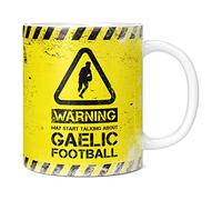 Mug Monster - Warning May Start Talking About Gaelic Football Funny Gift Mug - Ceramic Coffee Cup, Gift for Men or Women, Extra Large and Giant Available, 11oz White