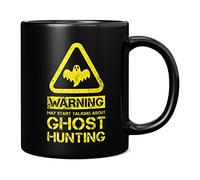 Mug Monster - Warning May Start Talking About Ghost Hunting Funny Gift Mug - Ceramic Coffee Cup, Gift for Men or Women, Extra Large and Giant Available, 11oz Black