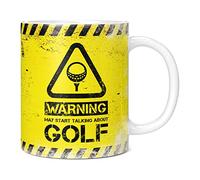 Mug Monster - Warning May Start Talking About Golf Funny Gift Mug - Ceramic Coffee Cup, Gift for Men or Women, Extra Large and Giant Available, 20oz White