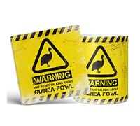 Mug Monster - Warning May Start Talking About Guinea Fowl Funny Gift Mug - Ceramic Coffee Cup, Gift for Men or Women, Extra Large and Giant Available, 11oz White & Coaster