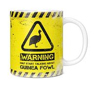 Mug Monster - Warning May Start Talking About Guinea Fowl Funny Gift Mug - Ceramic Coffee Mug/Cup, Gift for Men or Women, Extra Large and Giant Mug Available, 11oz White Mug