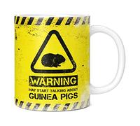 Mug Monster - Warning May Start Talking About Guinea Pigs Funny Gift Mug - Ceramic Coffee Mug/Cup, Gift for Men or Women, Extra Large and Giant Mug Available, 11oz White Mug