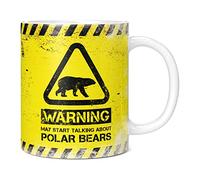 Mug Monster - Warning May Start Talking About Polar Bears Funny Gift Mug - Ceramic Coffee Cup, Gift for Men or Women, Extra Large and Giant Available, 11oz White