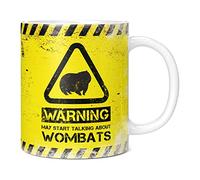 Mug Monster - Warning May Start Talking About Wombats Funny Gift Mug - Ceramic Coffee Cup, Gift for Men or Women, Extra Large and Giant Available, 11oz White