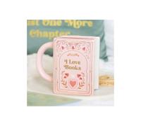 Mug Novelty Drinkware I Love Books Book Shaped Gift Pink