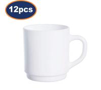 Mug Opal 290Ml White Stackable Coffee Tea Cup Arcoroc Dishwasher Safe Drink 12Pc