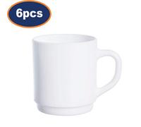 Mug Opal 290Ml White Stackable Coffee Tea Cup Arcoroc Dishwasher Safe Drink 6Pcs